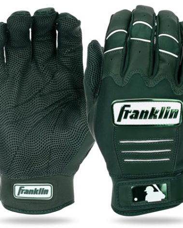 Franklin Sports MLB Batting Gloves - CFX Pro Adult + Youth Batting Gloves Pair - Baseball + Softball Gear - Premium Pro-Quality Leather - Forest Green Highlight - Adult Medium