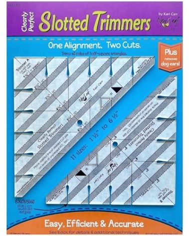 New Leaf Stitches Slotted Trimmer - Acrylic Template Ruler for Accurate Cutting and Trimming - Designed for Half-Square Triangles, Strip Piecing, Block Construction - Ideal Stencil & Tool for Quilters