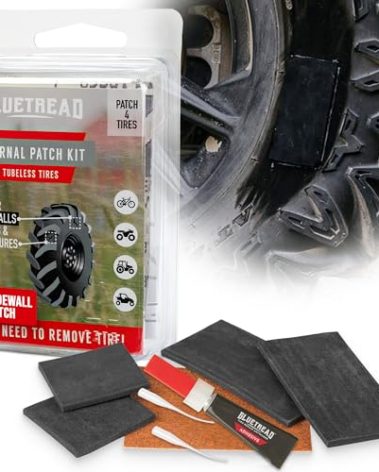 GlueTread External Patch Kit - for Tubeless Tires - No Need to Remove Tire - Kit Includes Enough Material to Patch 4 Tires - ATV Sidewall Repair Kit