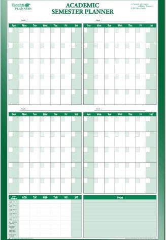 Erasable College Student's Semester Undated Calendar