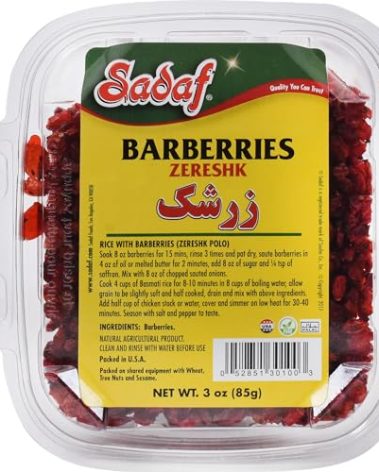 Sadaf Dried Barberries - Persian Zereshk - Dried Barberries for Cooking and Food Flavoring - Middle Eastern Cuisine - 3 Oz