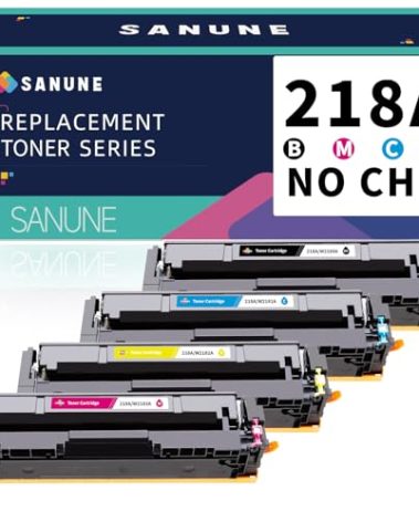 SANUNE 218A Toner Cartridge 4 Pack (No Chip) Replacement for HP 218A 218X W2180A W2180X Ink Cartridges for HP Color Laser Jet Pro 3201dw MFP 3301cdw 3301fdw 3301sdw Printer (Black/Cyan/Yellow/Magenta)