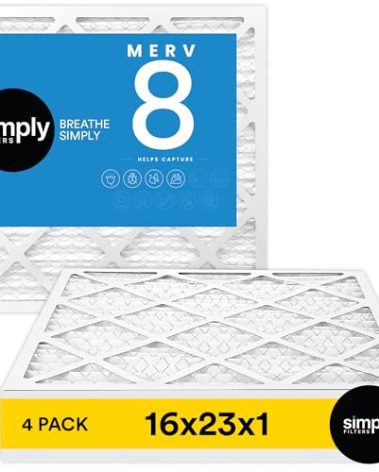 Simply 16x23x1 Air Filter, Merv 8, MPR 600, 4 Pack, For Home AC Furnace & HVAC (Actual Size: 15.75"x22.75"x0.75") DUST, Pet, & Allergy Control