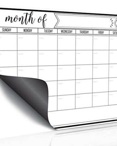 planOvation Magnetic Calendar for Refrigerator - Magnetic Dry Erase Calendar for Kids, Teens & Adults, Monthly and Weekly Planner Whiteboard - 12 x 16in (Black)
