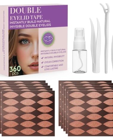Natural Invisible Double Eyelid Tape 360pcs - Waterproof Lace Eye Lift Strips for Hooded/Sagging Eyes, Instant Enhancing Adhesive with Seamless Blend for All Eyelid Types
