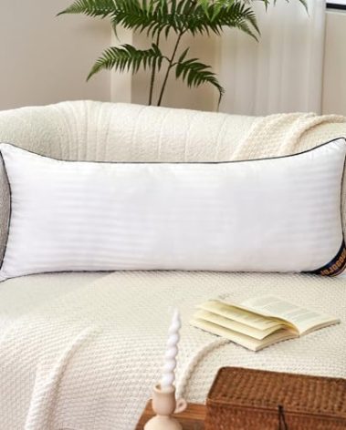 JOJOGOGO 14x36 Pillow Insert Long Lumbar Pillow Insert for Bed 1 Pack, 14 x 36 Decorative Body Pillow Synthetic Down Alternative Long Throw Pillow Inserts for Living Room Couch Bed Sofa