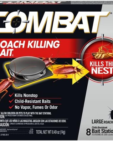 Combat Roach Killing Bait, Roach Bait Station For Large Roaches, Kills The Nest, Child-Resistant, 8 Count,Insects
