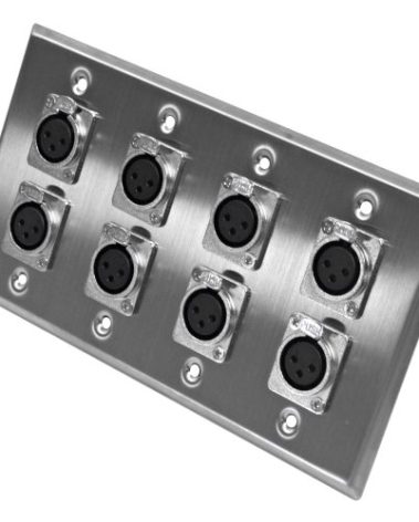 Seismic Audio SA-PLATE1 Stainless Steel Wall Plate with 4 Gang with 8 XLR Female Connectors
