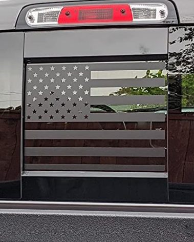 Zhizhong Rear Middle Window Decal Compatible with RAM 1500 2500 3500 2009-2023 2024, American Flag Back Sliding Window Sticker