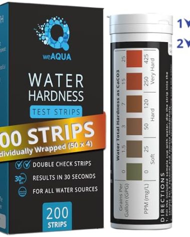 WeAQUA DoubleCheck Water Hardness Test Kit 200 Strips with Sample Cup - Hard Water Testing Strips (0-25 gpg / 0-425 ppm)