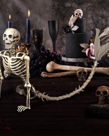 BEABOO 84Inches/7Ft Mermaid Halloween Life Size Skeleton Pose-N-Stay Posable Movable Joints Hanging for Halloween Decoration Decor Spooky Scene Party Favors