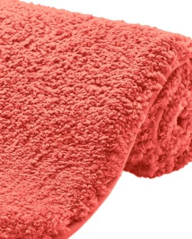 GORILLA GRIP Premium Luxury Bath Rug, 36x24, Absorbent, Soft, Thick Shag, Plush Bathroom Mat Rugs, Machine Washable, Microfiber Quick Dry, Mats for Shower, Bathtub and Floor Accessories, Coral