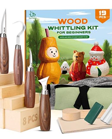 IMYMEE Wood Whittling Kit for Beginners-Complete Whittling Set with 4pcs Wood Carving Knives & 8pcs Basswood Wood Blocks-Perfect Wood Carving Kit Set-Includes Wood Carving Tools for Adults and Kids