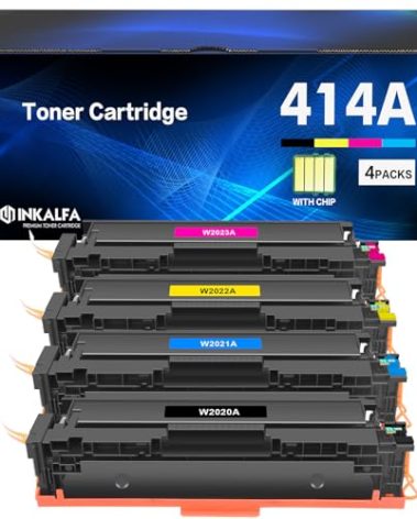 414A 414X Toner Cartridge 4 Pack M479fdw Compatible Replacement for HP 414A Toner Cartridge Color Laserjet Pro MFP M479fdw M479fdn M454dw M454dn M479 Printer Ink with Chip (Black Cyan Yellow Magenta)