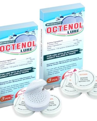 Hodiax Octenol Pest Lures 180 Days Supply 2025 Upgraded, 3PCs Biting Insect Attractant Refill Cartridges for Fly Traps, Bug Zappers, Mosquito Attractants, Universal Fit 2 Pack(6Pcs)
