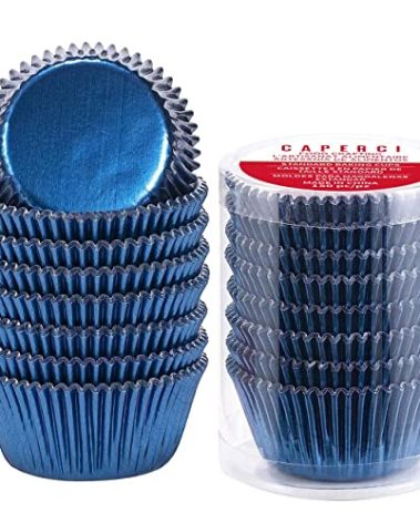 Caperci Navy Blue Foil Cupcake Liners Muffin Paper Standard Size Baking Cups, 150-Pack