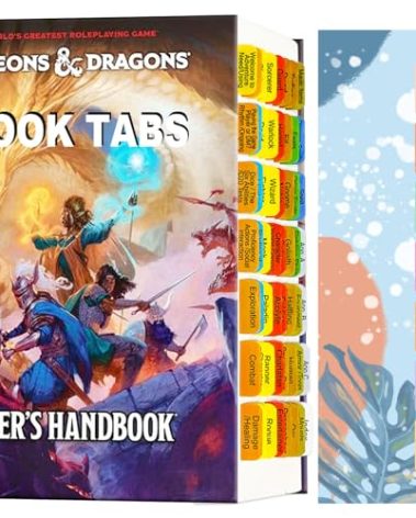 Index Tabs for D&D 2024 Player's Handbook (Book not Included), 56 D&D Core Rulebook Color Coded Clear PVC Laminated Tabs, Double-Sided Content Design & Durable Repositionable Tabs