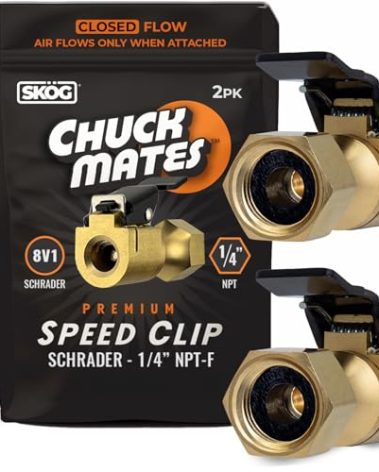 Chuck Mates™ Premium 1/4" NPT Quick-Connect Tire Inflator Chuck with SimpleSeal™ - Closed-Type (2 Pack)
