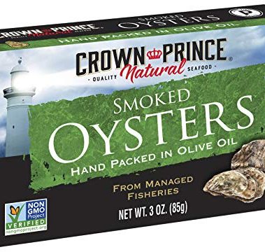 Crown Prince Natural Smoked Oysters in Pure Olive Oil, 3-Ounce Cans (Pack of 18)