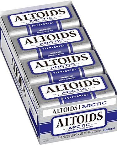 ALTOIDS Arctic Peppermint Breath Mints - Altoids Hard Candy Bulk, Sugar Free Mints 1.2 oz Tin, Pack of 8