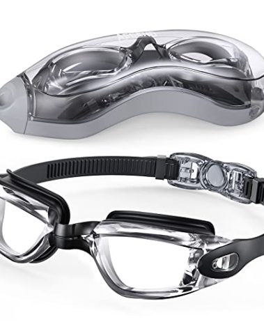 Aegend Swim Goggles, Swimming Goggles No Leaking Full Protection Adult Men Women Youth, Flexible, Detachable, Black, Clear