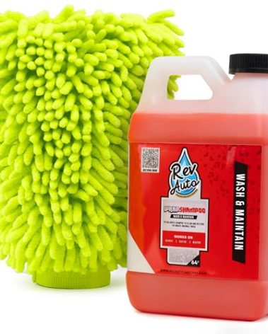Rev Auto Vinyl Wrap Car Wash Soap Kit - Includes 64oz Car Wash Soap For Vinyl Wrap & Microfiber Wash Mitt | Works in Foam Cannon & Bucket Washes | pH-Balanced, Safe For All Finishes