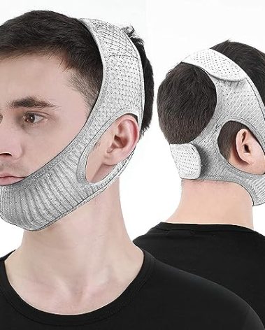 Vosaro Anti Snoring Chin Strap, Stop Snoring Device for Sleeping, Effectively Snoring Solution for Men and Women, Adjustable & Breathable Keep Mouth Closed Chin Strap, Grey