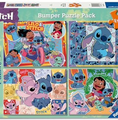 Ravensburger Disney Stitch Bumper Pack 4x100 Piece Jigsaw Puzzle for Kids - Every Piece is Unique, Pieces Fit Together Perfectly