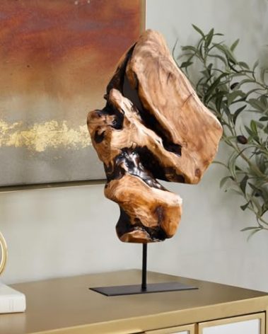 WELLAND Irregular Cedar Wood Sculpture 8.75" W x 1.75" D x 17.75" H Natural Edge Tabletop Statues, Handmade Ornaments, Décor for Living Room, Home Office, Bedroom,