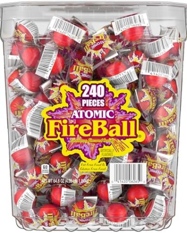 Wonka Atomic Fireball, Candy, Cinnamon Flavor, Individually Wrapped, 7.5 g (240 ct)