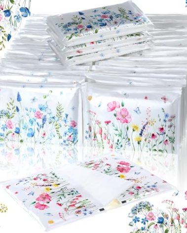 Fourluoo 50 Pack Summer Floral Pocket Tissues Individual Packs Wildflower Wallet Facial Tissue Travel Bulk 3 Ply Flower Pocket Packets for Summer Wedding Party Supplies
