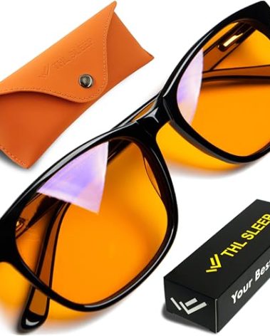 Orange Blue Light Blocking Glasses for Better Sleep - 99.5% Premium Acetate Orange Computer Migraine Glasses for Women & Men - Amber Gaming Glasses - Blue Light Blockers Gamer Glasses for Eye Strain