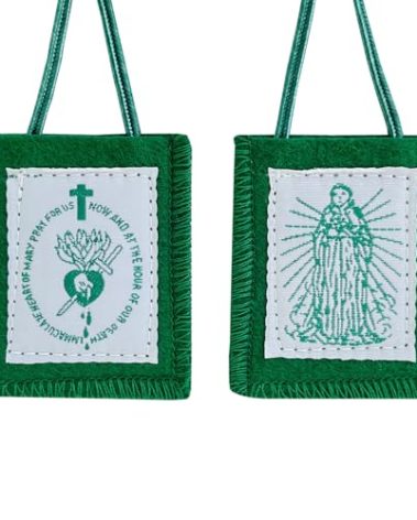 TALPGOD Green Scapular Of Immaculate Heart Of Mary, Escapularios Catolicos, Religious Gift, Mexican Catholic Decor