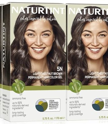 Naturtint 5N Light Chestnut Brown Permanent Hair Color (Pack of 6), Ammonia Free, Vegan, Cruelty Free, up to 100% Gray Coverage, Long Lasting Results (Packaging may vary)
