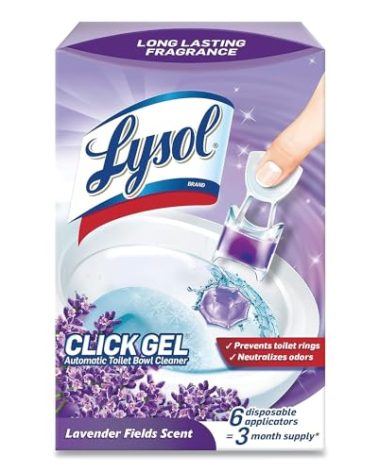 Lysol Click Gel Automatic Toilet Bowl Cleaner, Toilet Gel Stamp, Toilet Freshener, Bathroom Essentials, Refreshing Lavender Scent, 6 Count (Pack of 1)