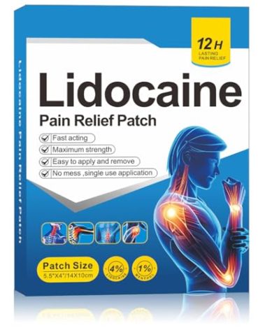 Pain Relief Patches - 4% Lidocaineo Maximum Strength Numbing Gel Patches Fast-Acting for Back Neck Knee Shoulder Joint Ache Muscle Soreness.5 Counts