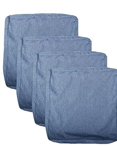 youngseahome Patio Seat Cushion Covers,Washable Slip Covers Replacement,Waterproof Outdoor Furniture Chair Cushion Pillow Seat Cover for Couch,Garden,Sofa,Denim Blue,24"×24"×4"(4 Covers Only)