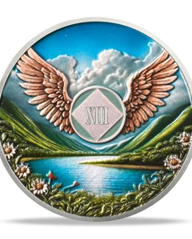 NA Sobriety Coin - NA Medallions with Wings and Scenic Sobriety Chips NA Coins - Ideal Narcotics Anonymous Gifts for Men ＆ Women Celebrating Recovery and Living Clean (13 Years)
