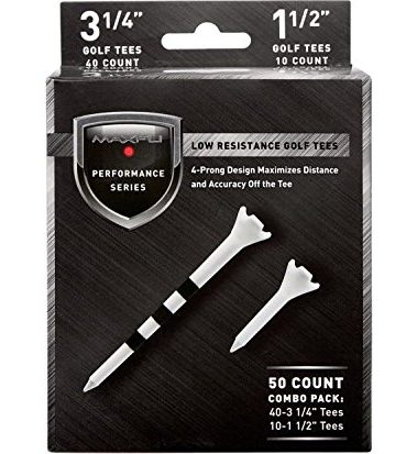 Maxfli Performance Series Low Resistance 3.25" & 1.5" White Golf Tees - 50 Pack