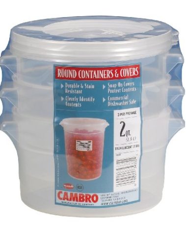 Cambro 2-Quart Round Food-Storage Container with Lid, Set of 3