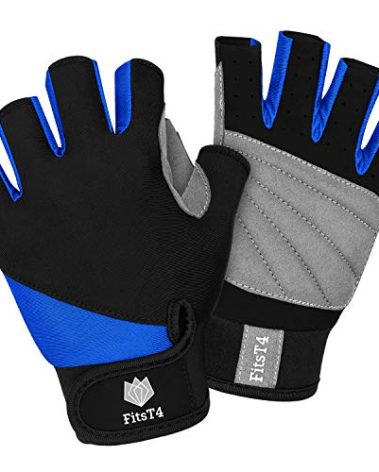 FitsT4 Sports Half Finger Padded Palm Gloves for Diving, Sailing, Jet Skiing, Stand-UP Boarding, Kayaking and Water Skiing, Suitable for Men&Women&Youth Blue XL
