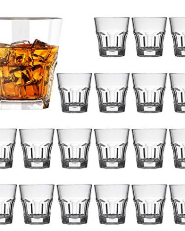 QAPPDA Shot Glass Set, Whiskey Shot Glasses,Heavy Base Shot Cups 4.5oz,Cocktail,Rocks Glasses,Mini Glass Cup For liqueur,Double Side Cordial Glasses,Tequila Vodka Cups Set Of 20