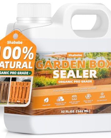 Garden Box Sealer 32OZ/946ML, Non-Toxic & Plant-Based Waterproofing Wood Sealer for Raised Garden Beds, Planters & Pet Shelters, Long-Lasting Protection Against Water, Sun & Weather Damage