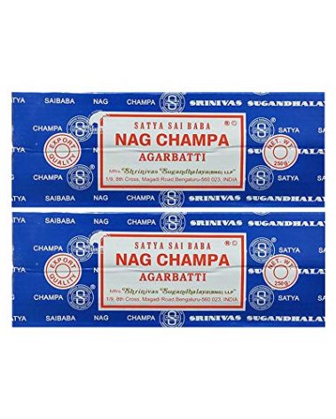 Satya Sai Baba Nag Champa Agarbatti Pack of 2 Incense Sticks Boxes 250gms Each Hand Rolled Agarbatti Fine Quality Incense Sticks for Purification, Relaxation, Positivity, Yoga, Meditation