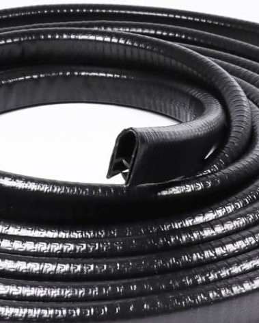Black Edge Trim U-Channel Rubber Weatherstrip with Metal 1/2" X 3/8" - Fit Gap 3/64" to1/4 Car Door Edge Sealing Strip, PVC Weather Stripping Metal Edge Protector - 15Foot