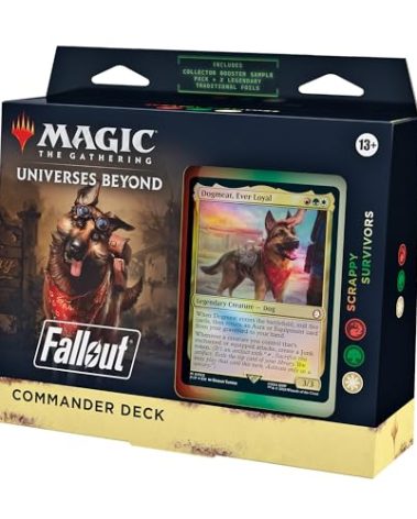 Magic: The Gathering Fallout Commander Deck - Scrappy Survivors (100-Card Deck, 2-Card Collector Booster Sample Pack + Accessories)