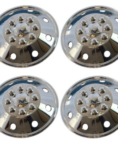 4 Piece Set 16" 8 Lug RV Dual Chrome Simulators Wheel Skin Hub Cap Rim Covers