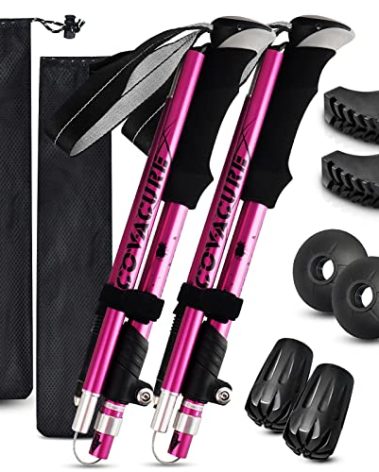 Covacure Hiking Poles Collapsible Trekking Poles - Aluminum Alloy 7075 Walking Sticks with Telescopic & Foldable Tri-fold Design Hiking Gear for Women Men, Camping, Climbing