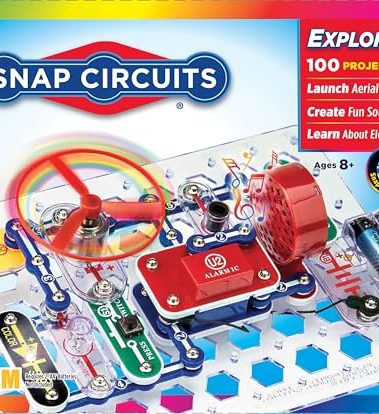 Snap Circuits Jr. SC-100 Electronics Exploration Kit, Over 100 Projects, Full Color Project Manual, 28 Parts, STEM Educational Toy for Kids 8 +
