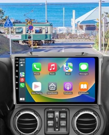 4GB+32GB Car Radio Stereo for Jeep Wrangler JK 2007-2018 Dodge Ram 1500 2500 2009 2010 2011 2012 with Wireless Carplay and Android Auto- 5GWIFI 10.2 inch Touchscreen Bluetooth RDS FM SWC